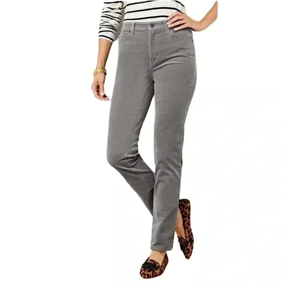 {Talbots} "Corduroy Straight Leg Pant" Short Petite Velveteen Stretch Slim Leg - Picture 1 of 4